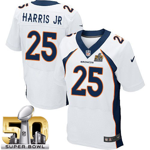 Nike Broncos #25 Chris Harris Jr White Super Bowl 50 Men's Stitched NFL New Elite Jersey - Click Image to Close